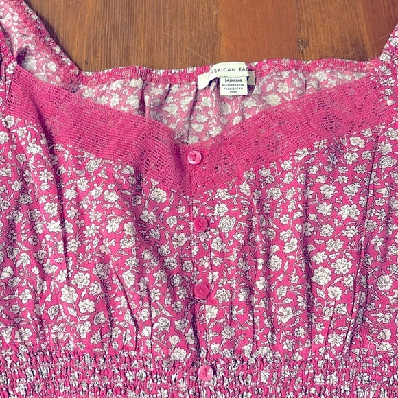 AMERICAN EAGLE CROP TOP SIZE M LS SCOOP LACE FLIRTY CROPPED PEASANT STYLE - Picture 2 of 16